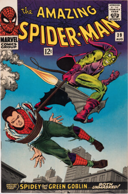 Amazing Spider-Man #39: Green Goblin unmasks Peter. Click for values