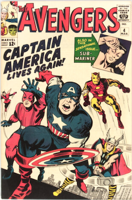 Avengers #4: Captain America returns. Click to have your copy valued by us