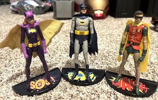Batman 66 Batman, Robin & Batgirl Classic TV Series 3 Figure Set out of the box. Click for free valuation or to sell yours