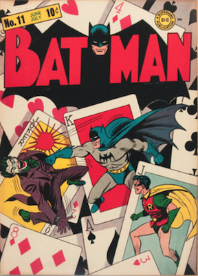 Batman #11: Classic Joker playing card cover. Click for values