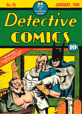 Detective Comics #35: Classic bondage and hypodermic needle cover