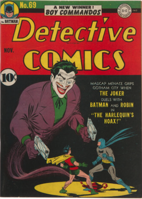 Detective Comics #69: Classic Joker cover with two handguns. Click for value