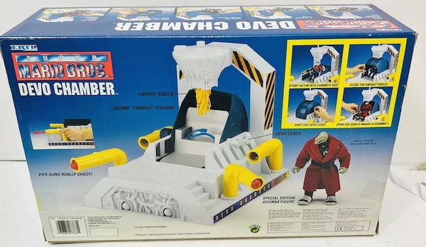 Released in 1993 by Ertl, the Super Mario Bros Devo Chamber back of box