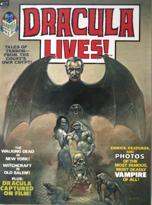 Dracula Lives #1 (1973). Black and white magazine by Curtis magazines. Click to value yours