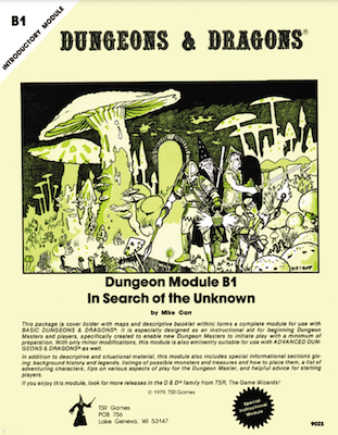 D&D Module B1 In Search of the Unknown. Early printing. Click to sell or value yours