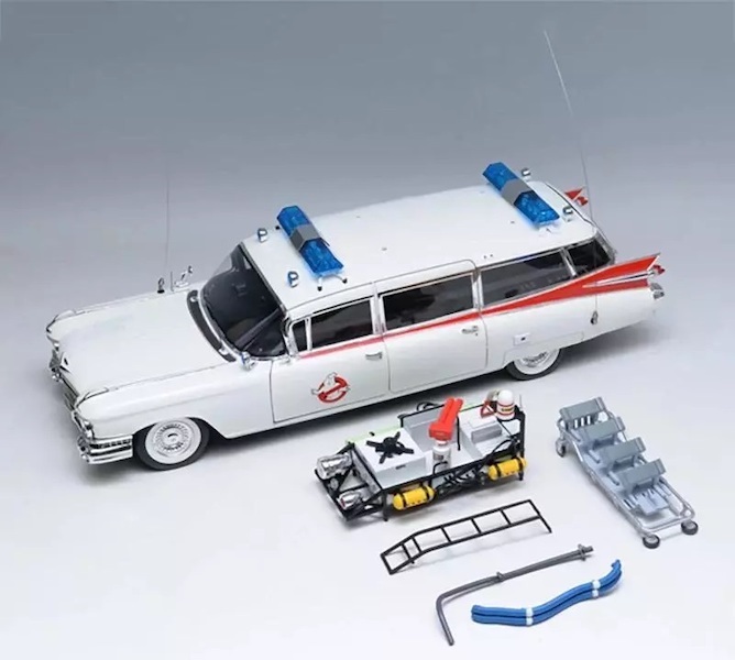 HotWheels Elite 1:18th Ghostbusters Ecto-1 out of the box. Click to appraise yours