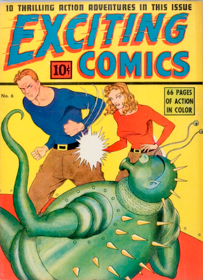 Exciting Comics #6 (Nedor): Alien cover story. Click to sell comics