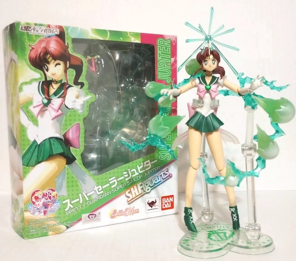 S. H. Figuarts Sailor Moon Pretty Guardian Super Sailor Jupiter Figure out of the box. Click to value or sell one