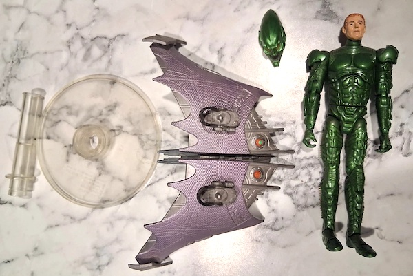 Spider-man Super Poseable Green Goblin Action Figure out of the pack. Click to value yours