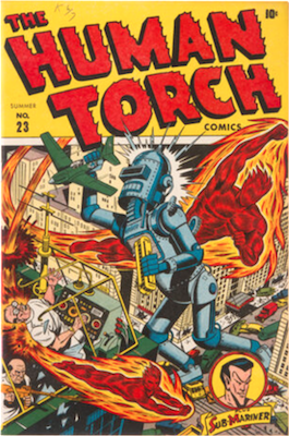 Human Torch #23: Golden Age robot cover. Click to sell or value one