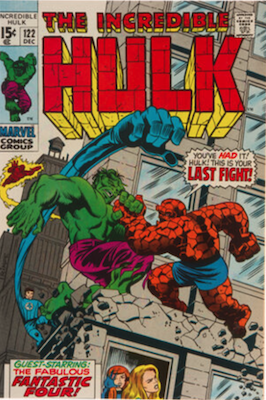 Incredible Hulk #122: Hulk vs Thing battle. Click for values