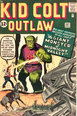 Kid Colt Outlaw #107: Western sci-fi cover by Kirby. Click to sell comics
