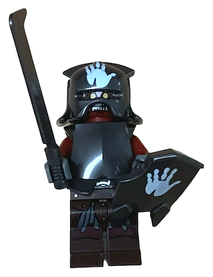 LEGO Lotr Minifigures Uruk-Hai with handprint helmet