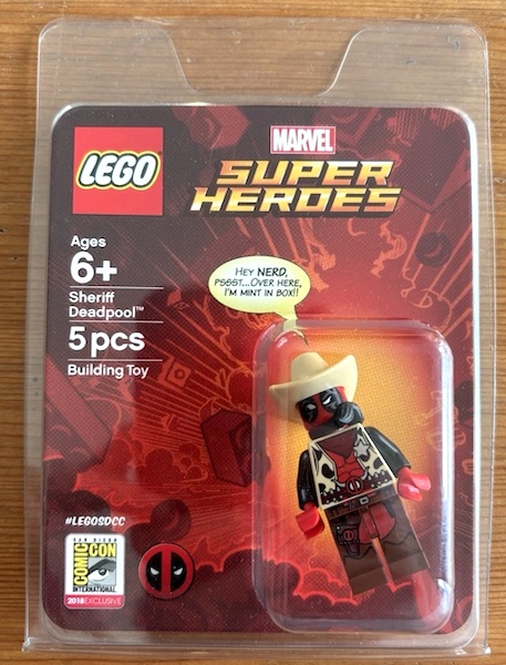LEGO SDCC 2018 Marvel Sheriff Deadpool. Click to appraise one or sell to us