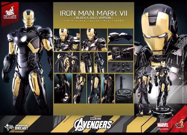 Iron Man 1/6 scale Mark VII Black And Gold Figure open box. Click to value or sell yours