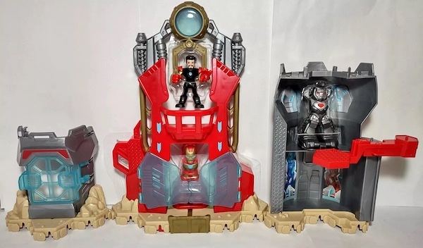 Marvel Super Hero Adventures Iron Man Armor-Up Fortress Playset assembled. Click to value or sell yours