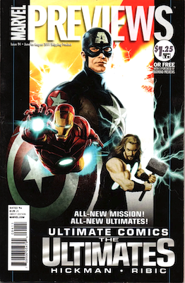 Marvel Previews #94: Interior shows variants of Ultimate Fallout #4 including Miles Morales