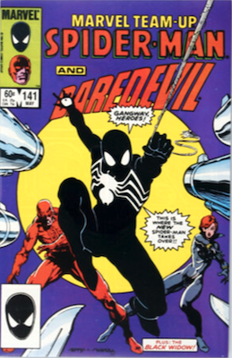 Marvel Team-Up #141: Ties for first black costume Spider-Man