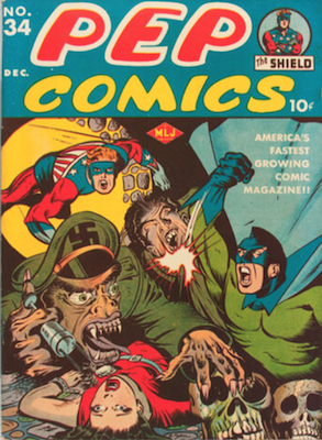 Pep Comics #34: classic hypodermic needle cover