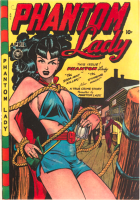 Phantom Lady #17: Classic "headlights" cover by Matt Baker. Click to value yours free!