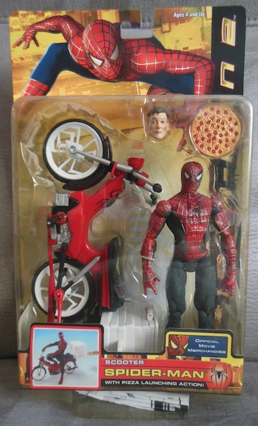 Spider-Man 2 Spider-Man action figure with Pizza Scooter. Click to value yours