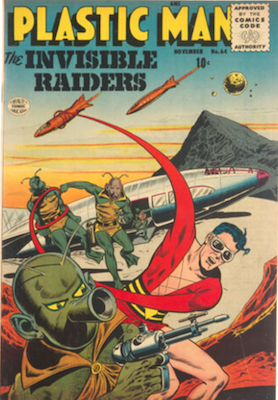 Plastic Man #64: Sci-fi cover. Click to value or sell vintage comics