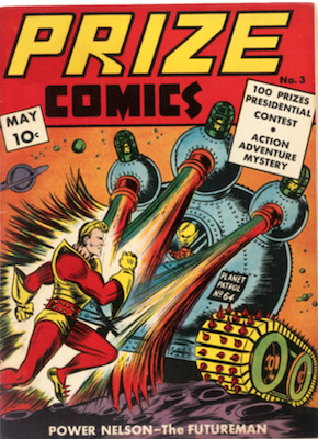 Prize Comics #3: Classic sci-fi cover. Click to value or sell comics