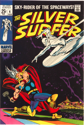 Silver Surfer #4: Classic Silver Surfer vs Thor comic cover. Click to have yours valued free!