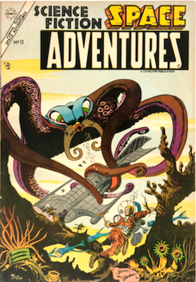 Space Adventures #11: Space monster vs spaceship cover. Click to sell vintage science fiction comic books