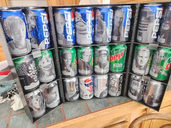 Star Wars Episode I The Phantom Menace Exclusive Pepsi Collectible Can Set In Metal Display Case open box. Click to value or sell one