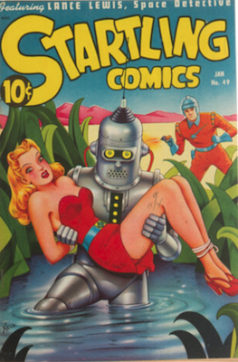 Startling Comics #49: Robot bondage cover