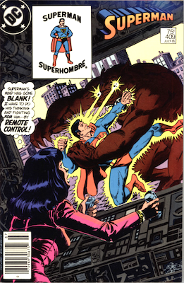 Superman #409: Superhombre logo variant. Click for values