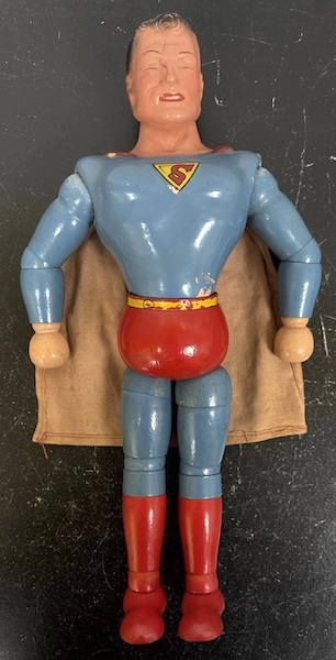 Wood and Composition Joint Superman. A very rare toy from 1940! Click to appraise or sell one
