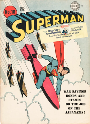 Superman #18: Classic WWII riding bomb cover. Click for a FREE appraisal