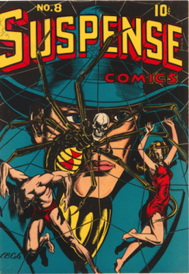 Suspense Comics #8: Classic skull black widow cover