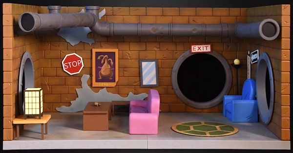 NECA Teenage Mutant Ninja Turtles Cartoon Sewer Lair Playset assembled. Click for a free valuation