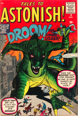 Tales to Astonish #9 features a classic Godzilla-style monster cover