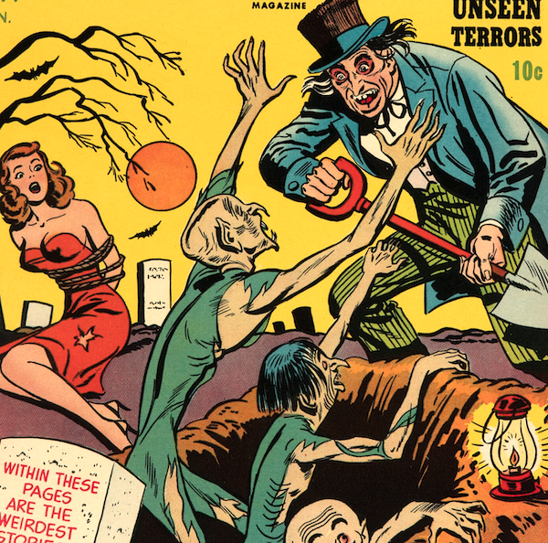 Witches Tales #1: undead threatening bound woman cover