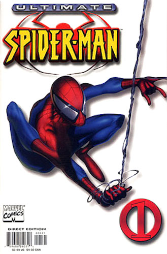 Ultimate Spider-man #1 Variant Cover (white edition) by Joe Quesada (2000). Click to sell yours